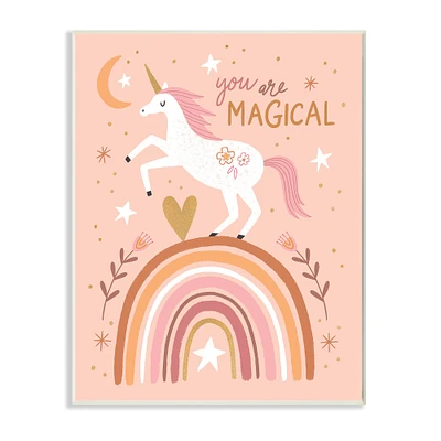 Stupell Industries You Are Magical Pink Unicorn Rainbow Wall Art