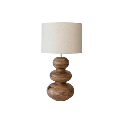 2ft. Natural Mango Wood Table Lamp with Linen Shade