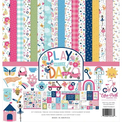 Echo Park™ Paper Co. Play All Day Girl Collection Kit, 12" x 12"