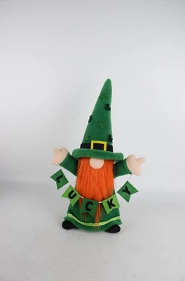 16" Green Shamrock Lucky Gnome Figurine