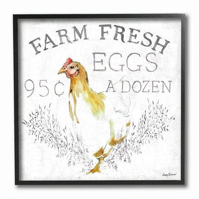 Stupell Industries Vintage Chicken Farm Sign with Black Frame Wall Accent