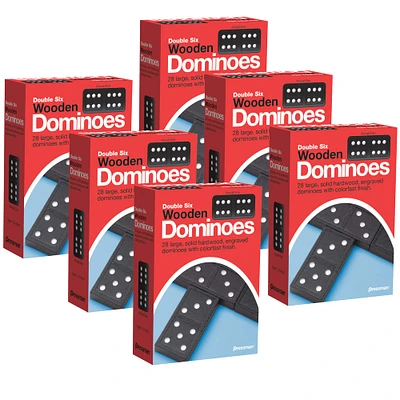 Pressman® Double Six Wooden Dominoes Game Set, 6 Set Bundle