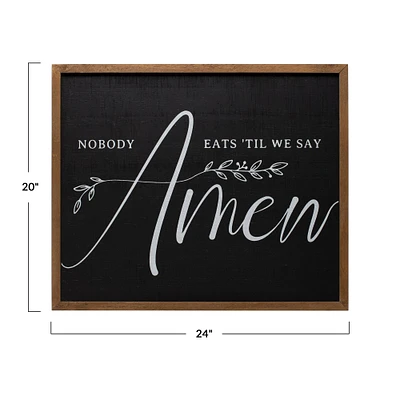 Hello Honey® 24" Nobody Eats Til We Say Amen Wood Plaque