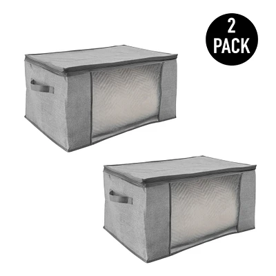 Simplify Heather Gray 2 Blanket Storage Bag Set