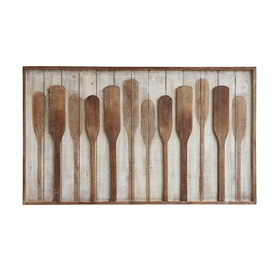 28" Paddles on Washed White Wood Framed Wall Décor