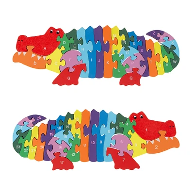 Toy Time Wooden Alphabet & Number Alligator 26 Piece Jigsaw Puzzle