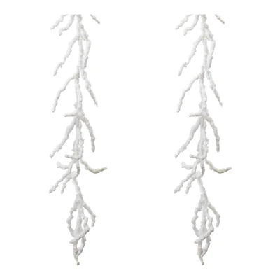 5ft. White Christmas Flocked Twig Garlands, 2ct.