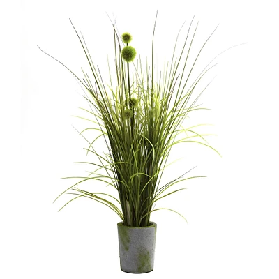 2ft. Grass & Dandelion with Cement Planter