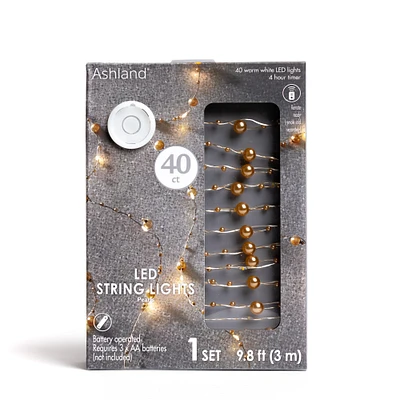 40ct. Warm White Gold Pearl LED String Lights by Ashland®