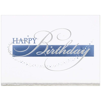 JAM Paper 5.625" x 7.875" Happy Birthday Deckle Edge Birthday Cards & Envelopes, 25ct.