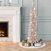 4ft. Pre-Lit Rose Gold Artificial Alpine Pencil Christmas Tree, Clear Lights