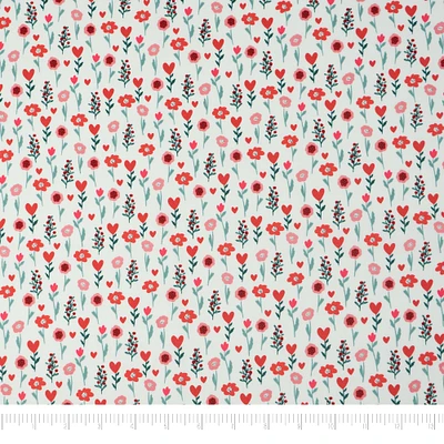 SINGER Red Flower Cotton Fabric