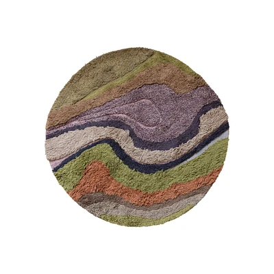 5ft. Abstract Round Wool & Cotton Tufted Rug