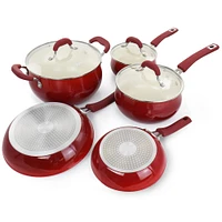 Oster Corbett 8-Piece Red Nonstick Aluminum Cookware Set