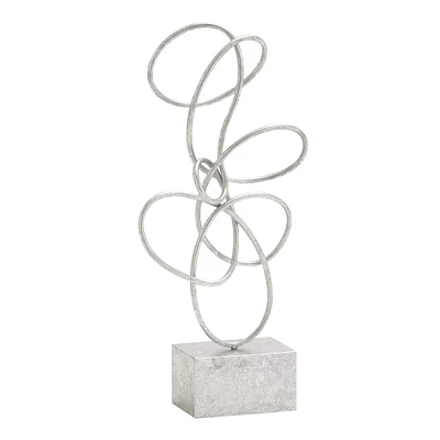 22" Silver Metal Contemporary Twist Sculpture