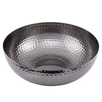 Hello Honey® 14" Oxidized Silver Round Hammered Metal Bowl