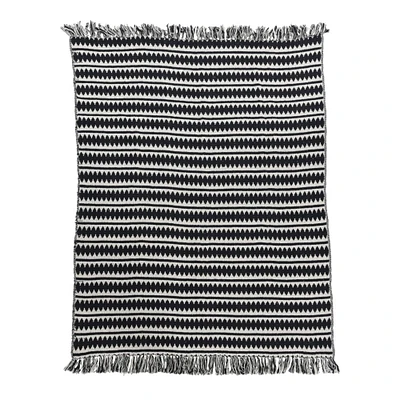 Striped Cotton Throw Blanket with Fringe