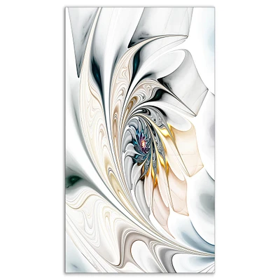 Designart - White Stained Glass Floral Art
