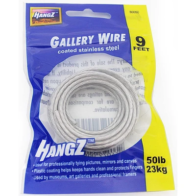 HangZ™ 50lb. Coated Stainless Steel Gallery Wire, 9ft.