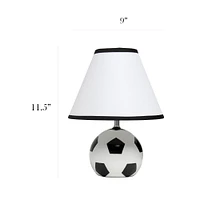 Simple Designs™ 11.5" Soccer Ball Base Table Lamp with White Shade Black Trim