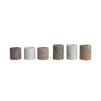 Modern Marble Taper Candle Holders Set