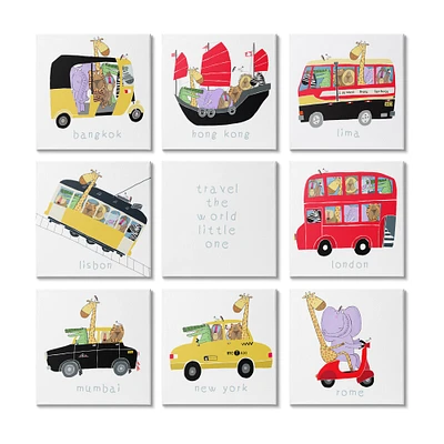 Stupell Industries Travel World Little One Kids' International Travel Transportation Canvas Wall Art, 12" x 12"