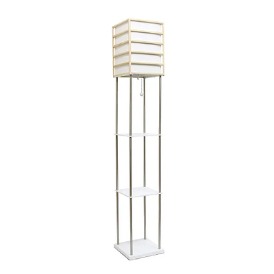 Lalia Home Metal Floor Lamp with Storage Shelves and Linen Shade