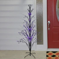 6ft. Halloween Purple LED Lighted Cascade Twig Tree