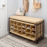 Organize It All Tan Shoe Rack & Bench