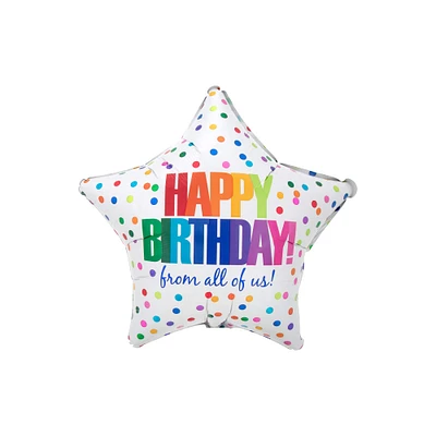 19" Happy Birthday Polka Dot Mylar Balloon