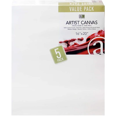 Art Advantage® 5 Pack 16" x 20" Visual Edge Value Pack Canvas
