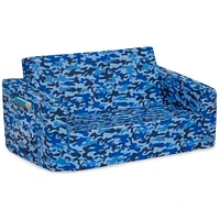 Delta Children 30" Blue Camo Cozee Flip Out 2-in-1 Convertible Chair to Lounger