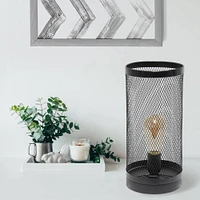 Simple Designs 13" Mesh Cylindrical Steel Table Lamp