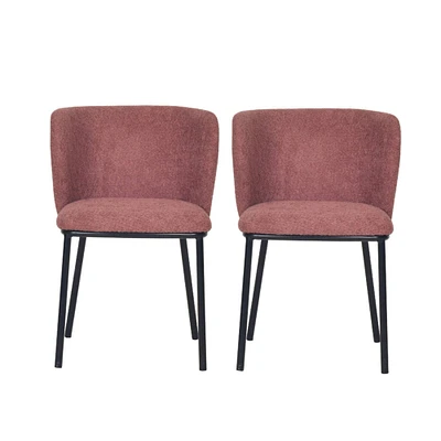29.5" Rust Fabric Upholstered Accent Chairs with Metal Legs, 2ct.