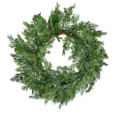 23" Unlit Green Stovall Cedar Pine Artificial Christmas Wreath