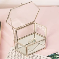 Home Details Silver Vintage Mirrored Bottom Diamond Shape Glass Keepsake Box