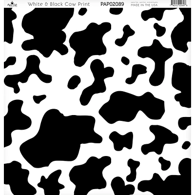 Paper Café White & Black Cow Print 12" x 12" Cardstock, 15 Sheets