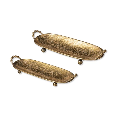 Glitzhome® Gold Oval Metal Decorative Trays Set