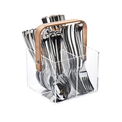 Mind Reader Modern Collection 4-Compartment Rayon from Bamboo and Acrylic Utensil Caddy