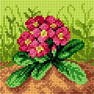 Orchidea Needlepoint Canvas For Halfstitch Without Yarn Spring Primroses - Printed Tapestry Canvas