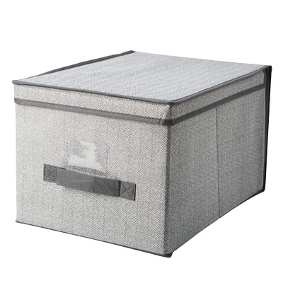 Simplify 12" Herringbone Gray Storage Box