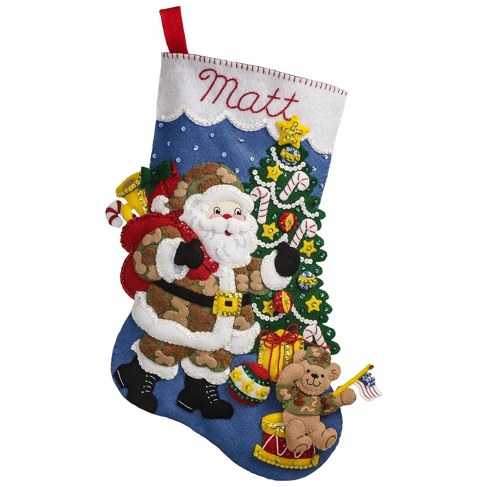 Bucilla Camo Santa Felt Stocking Kit