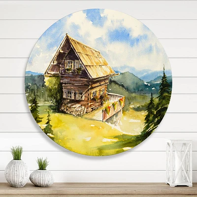 Designart - Peaceful Landscape With Old Cottage At Summer