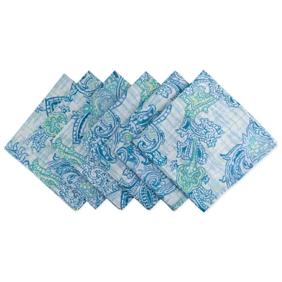 DII® Blue Watercolor Paisley Print Outdoor Napkins, 6ct.