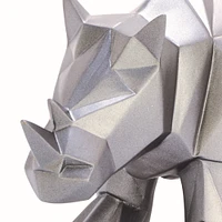 CosmoLiving by Cosmopolitan 10" Silver Polystone Rhino Sculpture