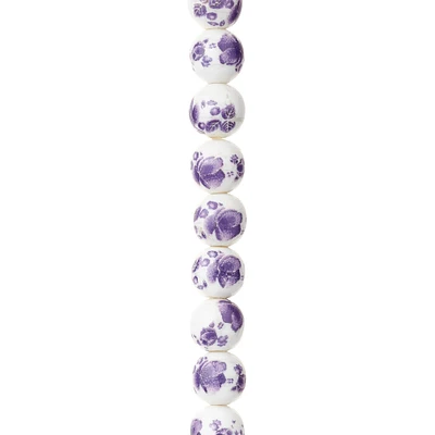 Amethyst Flower Ceramic Round Beads, 8mm by Bead Landing™