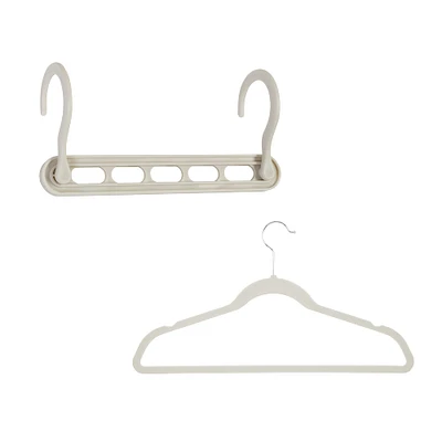 Honey Can Do White Collapsible Hangers w/ Velvet Non-Slip Hangers, 55ct.