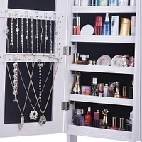 Noble White Frameless Mirrored Jewelry Armoire