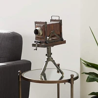 17" Brown Wood Vintage Camera Sculpture