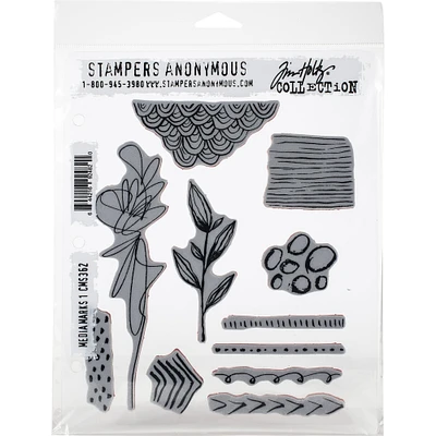 Stampers Anonymous Tim Holtz® Media Marks #1 Cling Stamp Set